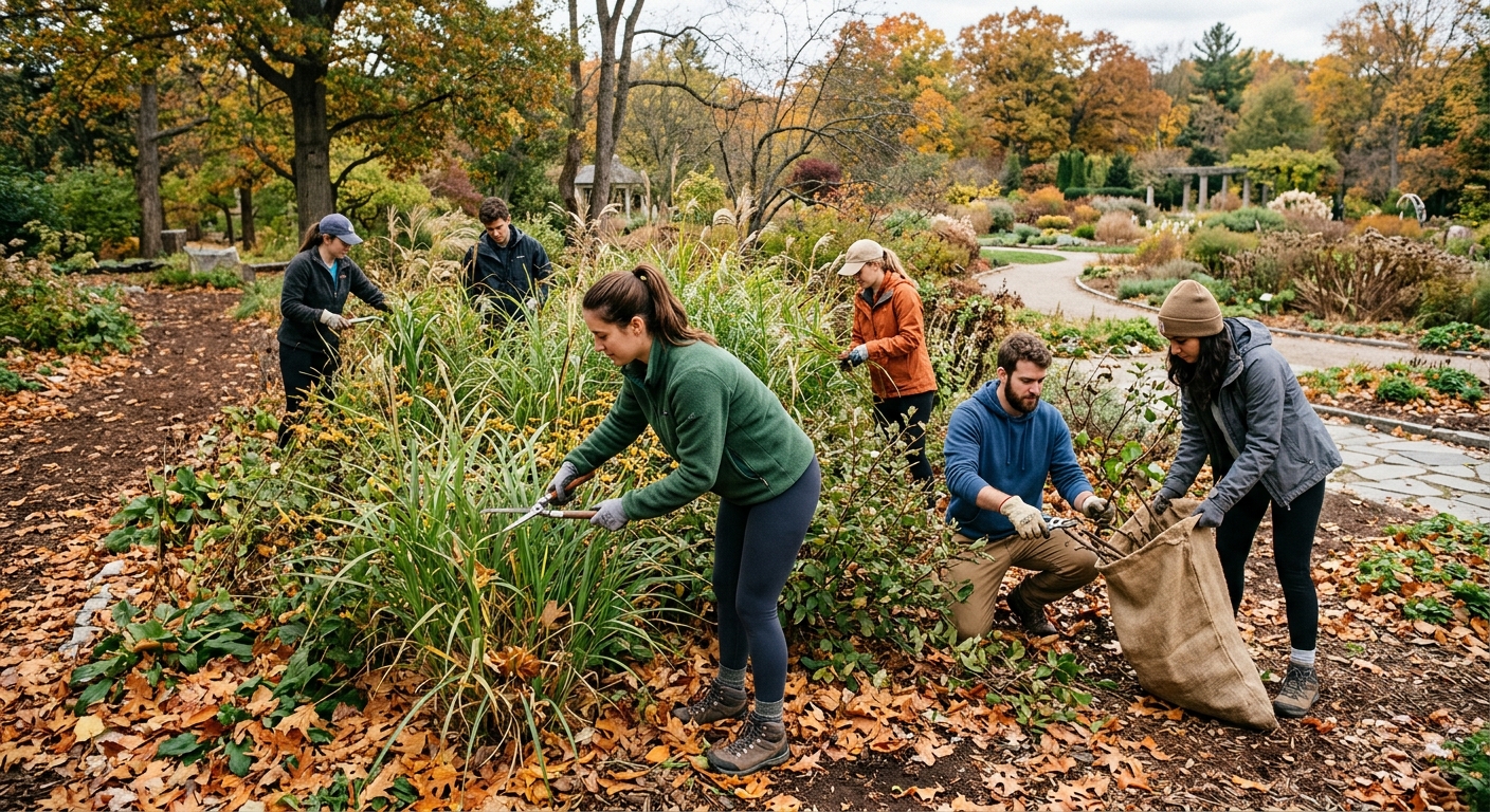University of Michigan Cross Country Teams Prep Peony Garden for Winter